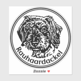 Adesivo Autoaufkleber Rauhaardackel Teckel rund