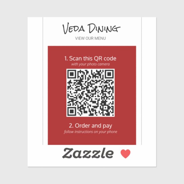 Adesivo Autocolante de código QR do menu de verificação do (Folha)