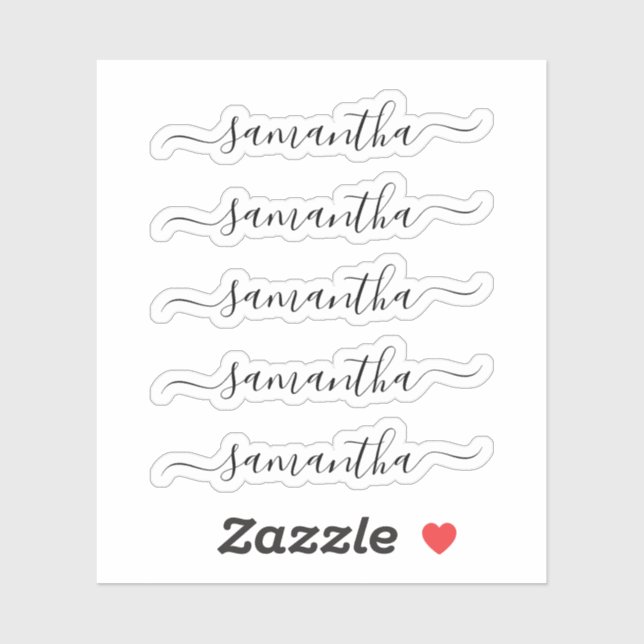 Adesivo Autocolante de Nome Personalizado de Script Modern (Folha)