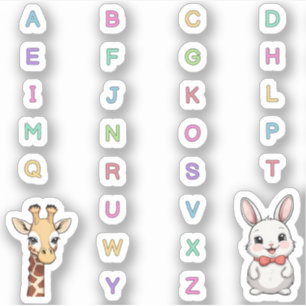 Adesivo autocolantes Alphabet animais ABC