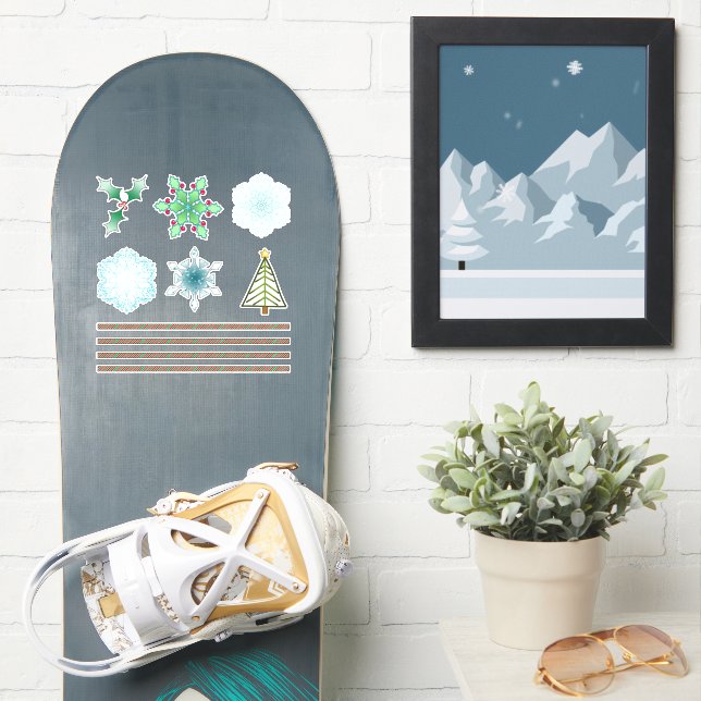 Adesivo Autocolantes de Natal Personalizados #2 (Prancha de snowboard)