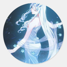 Adesivo Autocollant belle fille robe bleu