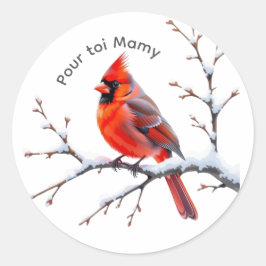 Adesivo Autocollant Cardinal rouge sur branche enn