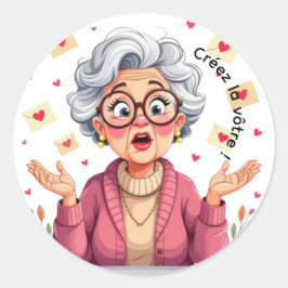 Adesivo Autocollant femme âgée heureuse recevant des lettr