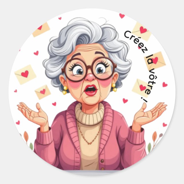 Adesivo Autocollant femme âgée heureuse recevant des lettr (Frente)