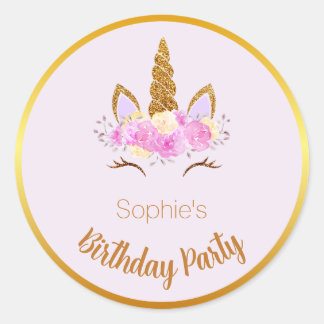 Adesivo Autocollant Rond Licorne Floral Minimaliste