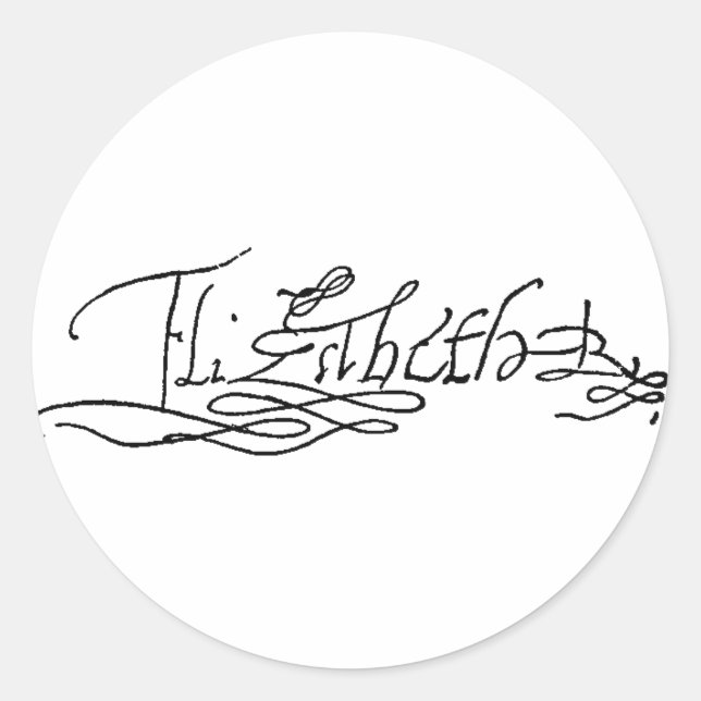 Adesivo Autografo da Rainha Isabel I da Inglaterra (Frente)