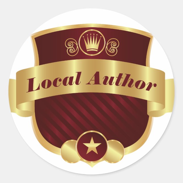 Adesivo Autor local, Elegante Red Dourado, (Frente)