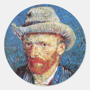 Adesivo Autorretrato com Chapéu de Feltro Cinza de Vincent