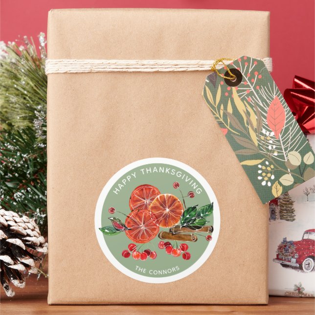 Adesivo Autoumn Orange Slices Cinnamon Sticks Personalizad (Feriado)