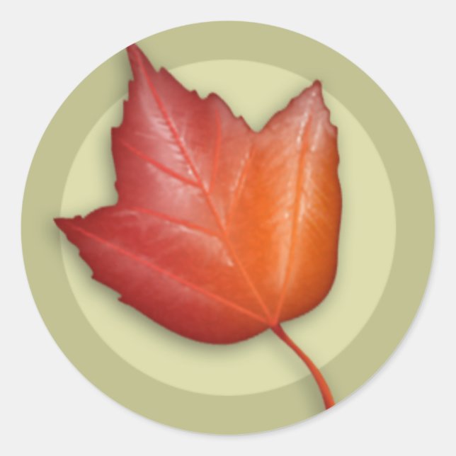 Adesivo Autoumn Red Maple Leaf Round Sticker (Frente)