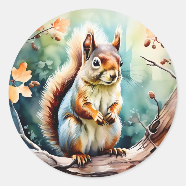 Adesivo Autoumn Squirrel Watercolor (Frente)