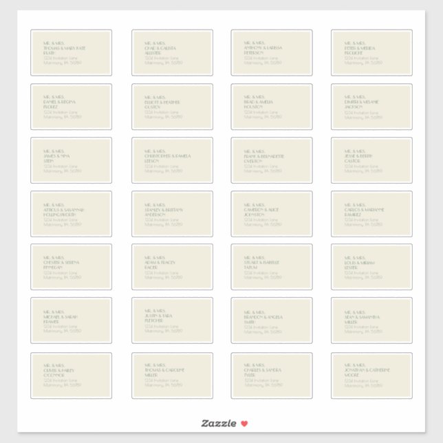 Adesivo Autumn Boho Deco | Creme Rótulo de Endereço Convid (Folha)