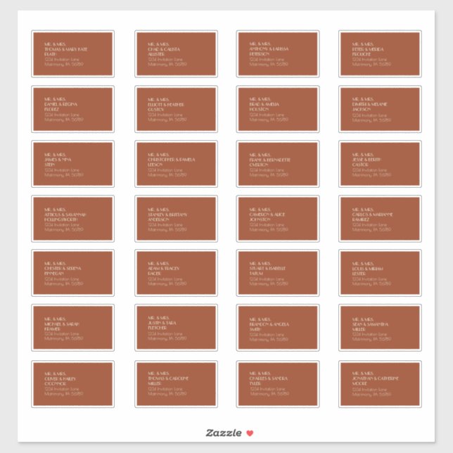 Adesivo Autumn Boho Deco | Rust Guest Address Label (Folha)