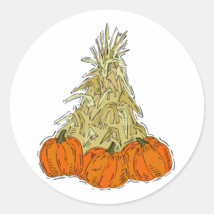 Adesivo Autumn Cornstalks Pumpkins