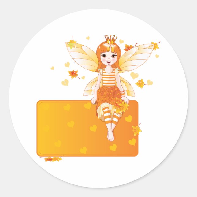 Adesivo Autumn Fairy Princess com Folhas Laranja e Coroa (Frente)