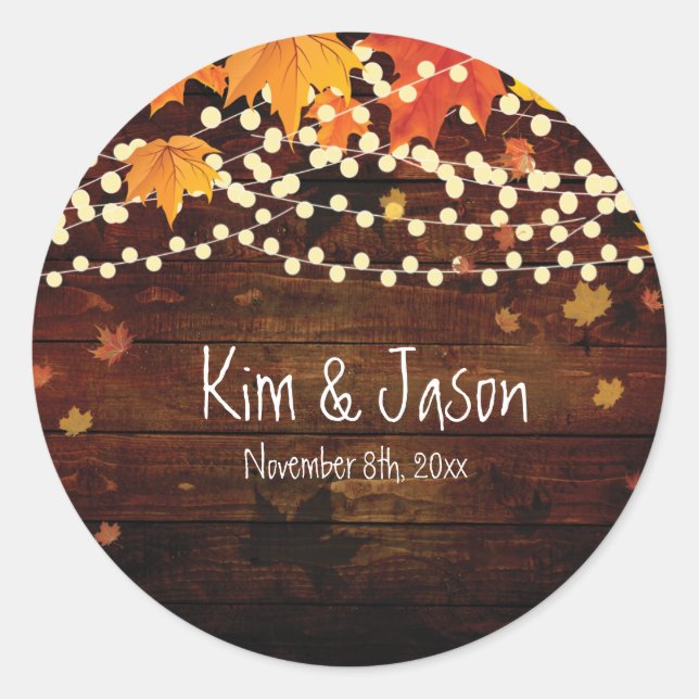 Adesivo Autumn Fall Rustic Lights Country Favor Stickers (Frente)