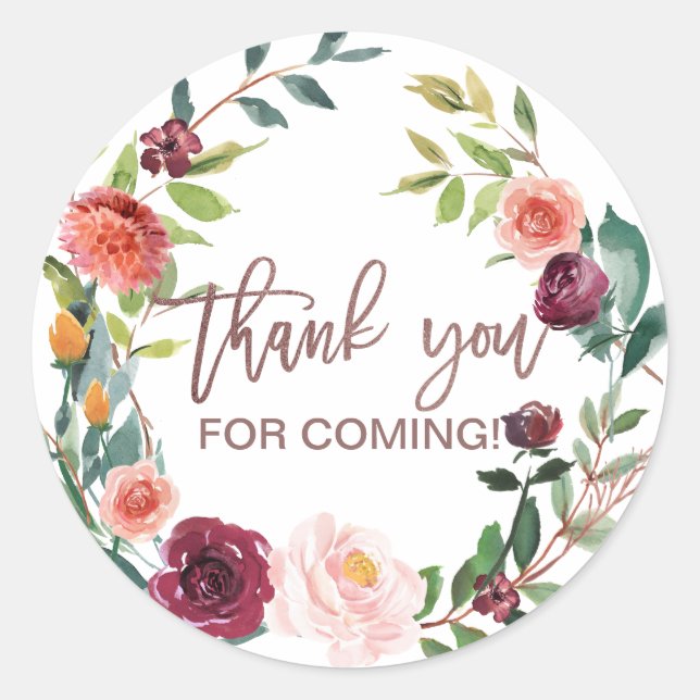 Adesivo Autumn Floral Rosa Dourado Light Obrigado Por Favo (Frente)