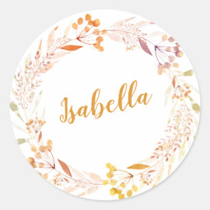 Adesivo Autumn Floral Watercolor Wreath Boho Personalizado