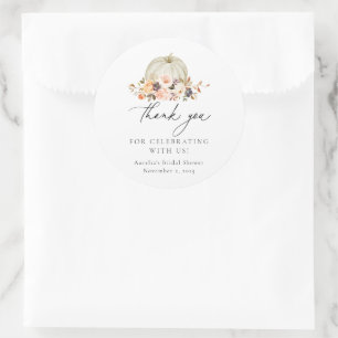 Adesivo Autumn Floral White Pumpkin Obrigado