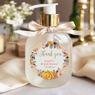 Adesivo Autumn Floral Wreath Pumpkin Dourado Obrigado