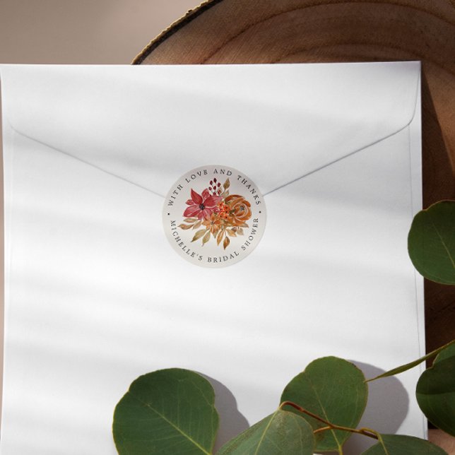 Adesivo Autumn Flowers Rustic Chá de panela OBRIGADO Cla (Criador carregado)