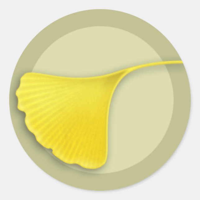 Adesivo Autumn Ginkgo Leaf Round Sticker (Frente)