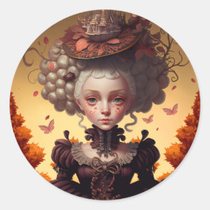 Adesivo Autumn Girl E Seu Chapéu Rico