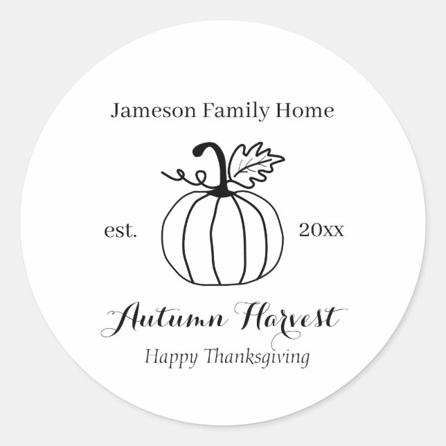 Adesivo Autumn Harvest Pumpkin Family Home (Frente)
