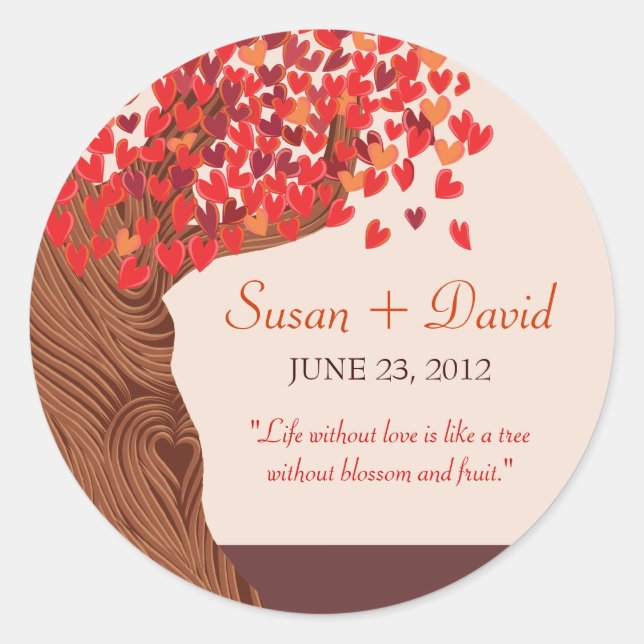 Adesivo Autumn Love Romantic Oak Tree Weding Seal Sticker (Frente)