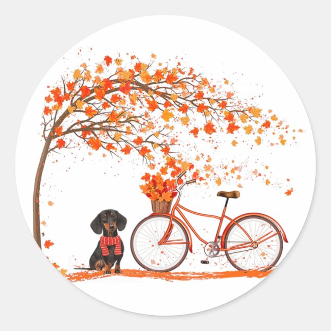 Adesivo Autumn Maple Dachshund Leaf Queda Cute Wien (Frente)