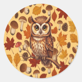 Adesivo Autumn Owl And Leaves For Gift