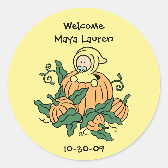 Adesivo Autumn Pumpkin Baby Sticker - Chá de fraldas (Frente)