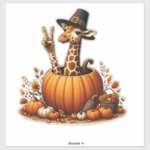 Adesivo Autumn Pumpkin Cai Giraffe Ação de Graças Mulheres