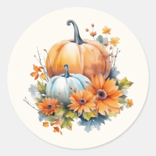 Adesivo Autumn Pumpkins com Flores e Folhagem