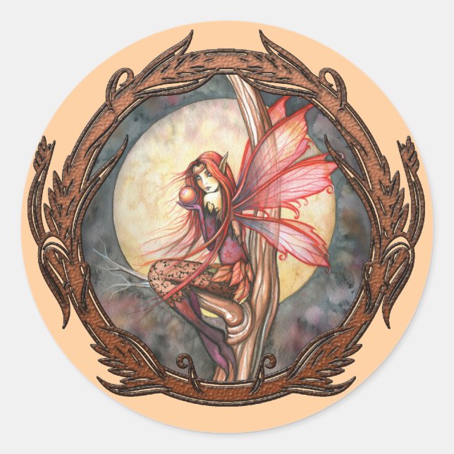Adesivo Autumn Red Fairy Fantasy Art Stickers (Frente)