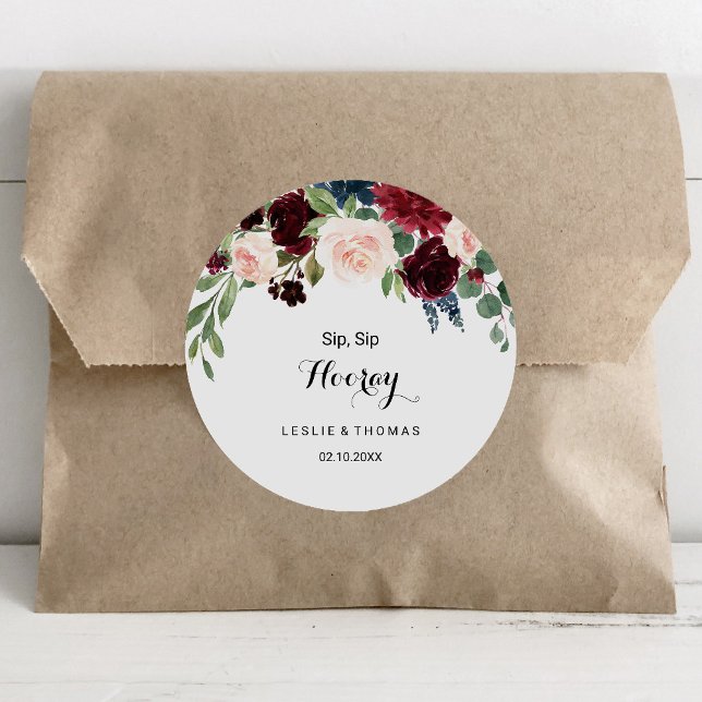 Adesivo Autumn Rustic Burgundy Sip Sip Hooray Casamento (Criador carregado)