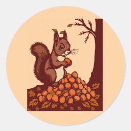 Adesivo 🐿️ Autumn Squirrel Round Sticker - Warm Peach