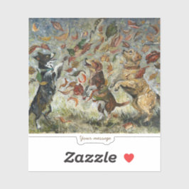 Adesivo Autumn Tailwag Whimsical Golden Retriever Dogs Oil