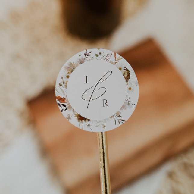 Adesivo Autumn Wildflower Beige Monogramas (Criador carregado)