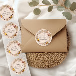 Adesivo Autumn Wildflower Watercolor Bridal Shower Sticker<br><div class="desc">Add the perfect finishing touch to your favors and décor with these charming stickers from the Fall in Love Wildflower Autumn Bridal Shower Collection. A hand-painted watercolor wreath of autumn wildflowers in rich seasonal hues—burnt orange, deep red, golden yellow, and earthy greens—creates a cozy, romantic design. Elegant script lettering completes...</div>