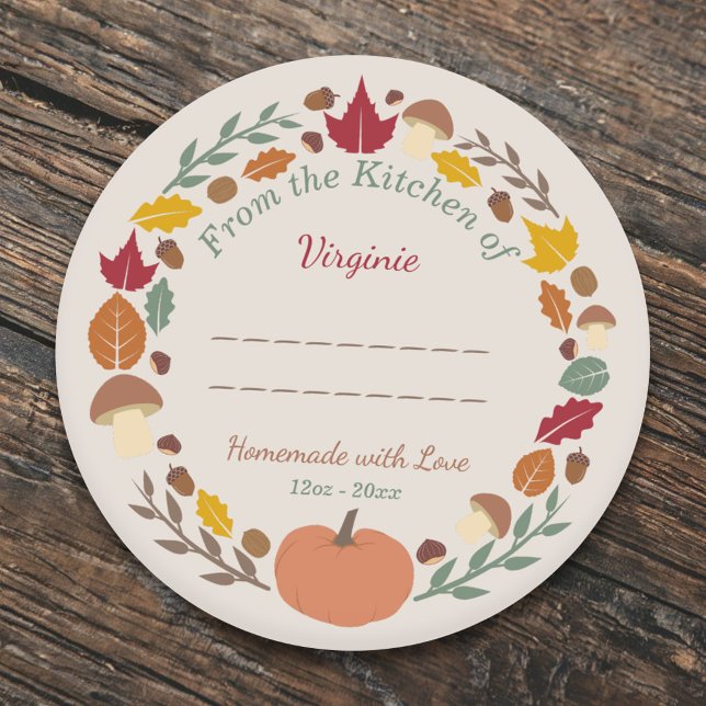 Adesivo Autumn Wreath Homemade com Sticker (Autumn Wreath Homemade with Love Label Sticker)