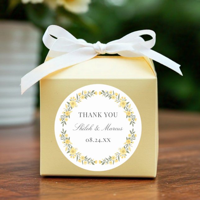 Adesivo Avalon Yellow Wildflower Circle Favor de Casamento (Criador carregado)