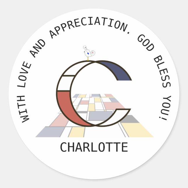 Adesivo Avant-Garde Art Style Monograma. Letra С (Frente)