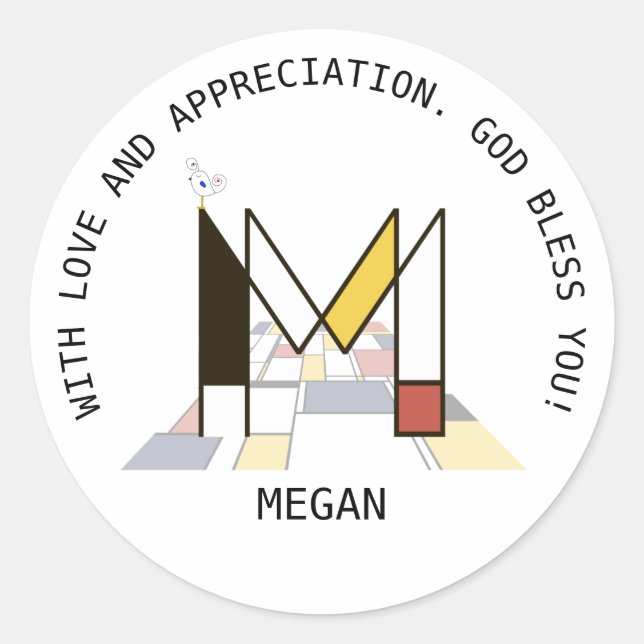 Adesivo Avant-Garde Art Style Monograma. Letra M (Frente)