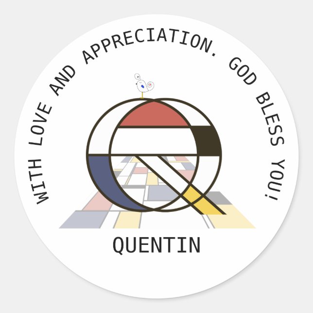 Adesivo Avant-Garde Art Style Monograma. Letra Q (Frente)