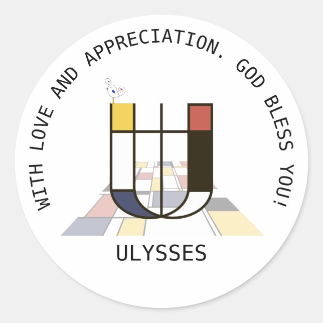 Adesivo Avant-Garde Art Style Monograma. Letra U (Frente)