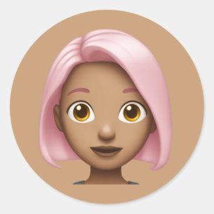Adesivo Avatar Emoji De Cabelo Rosa