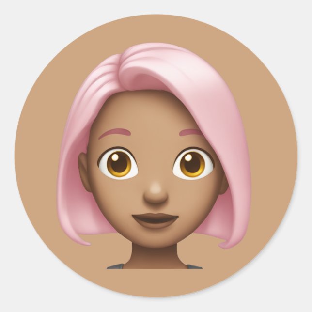 Adesivo Avatar Emoji De Cabelo Rosa (Frente)