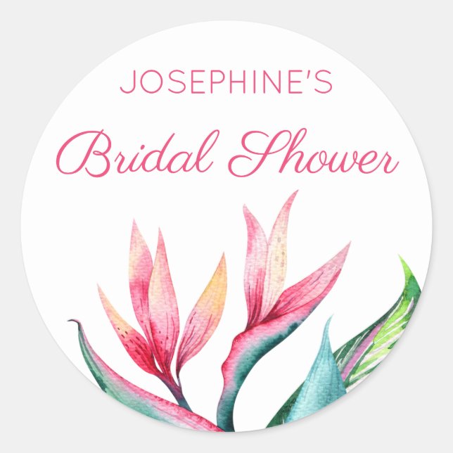 Adesivo Ave do Chá de panela de Aquarela Tropical do Paraí (Frente)